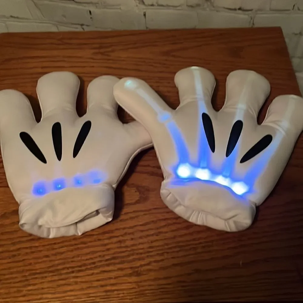 NWT Disney Light-Up Skeleton Mickey Gloves and Spiderweb Mickey Ear Headband Set